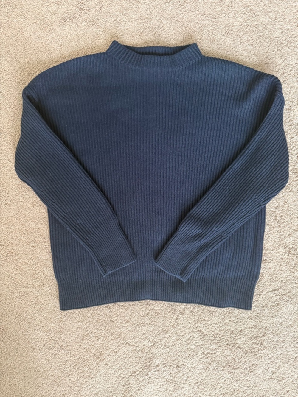 Vince Men's Natural Fibers  Dark Navy Ribbed Mock Neck Sweater